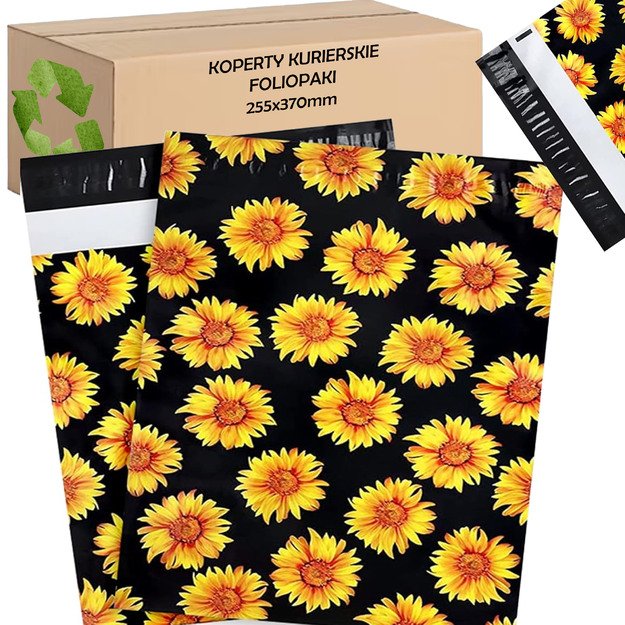 FOLIOPAKI KURIERSKIE MOCNE KOPERTY FOLIOWE 255x370 SŁONECZNIKI 50szt