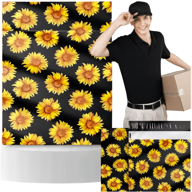 COURIER FOIL PACKAGES STRONG FOIL ENVELOPE 255x370 SUNFLOWERS 50pcs