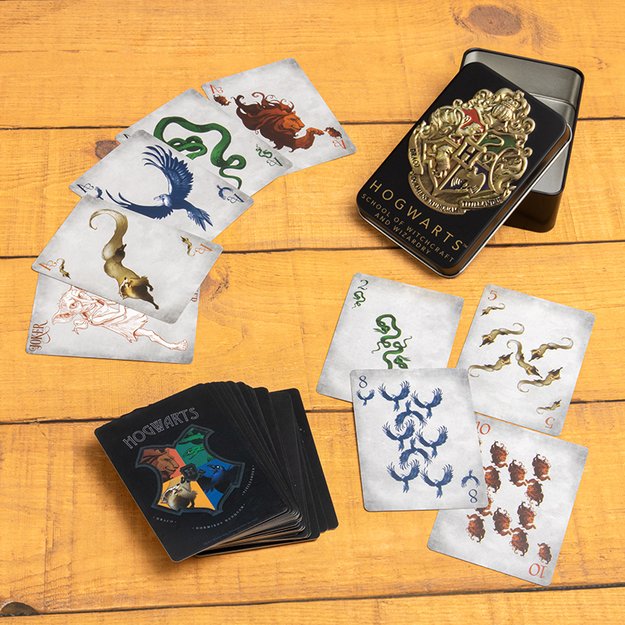HOGWARTS PLAYING CARDS IN A TIN BLACK
