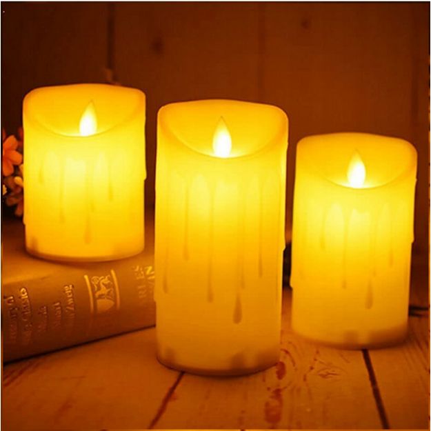 12x LED CANDLE FLAME EFFECT INSERT CANDLE 11CM SET BATTERIES