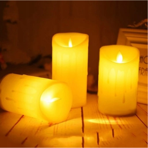 12x LED CANDLE FLAME EFFECT INSERT CANDLE 11CM SET BATTERIES