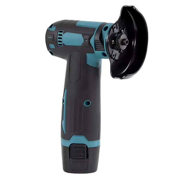 Kampinis šlifuoklis 3 akumuliatorinis 12V mažas galingas bešepetėlinis 2xAku 76 mm