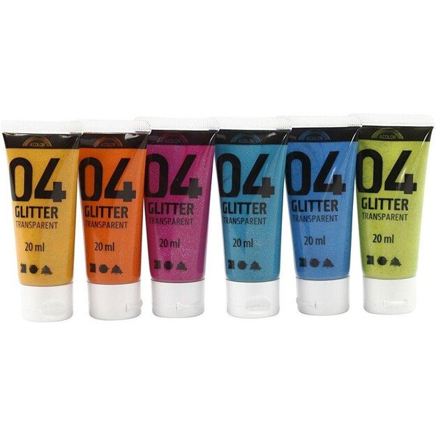 A-Color - Acrylic Paint - Glitter - 6 x 20 ml (32501)
