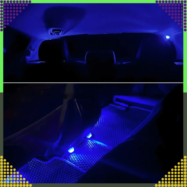 2 x RGB LED bandomoji lemputė, skirta automobilio vidaus patalpoms 4