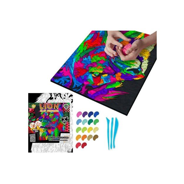 SPLAT PLANET - Clay painting on canvas 30x40cm - Lion (777684) 5