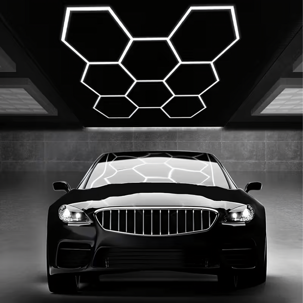 Sešstūra LED paneļa lampa, darbnīcas, garāžas, mājas apgaismojums, 257x244cm, 280W, 6500K