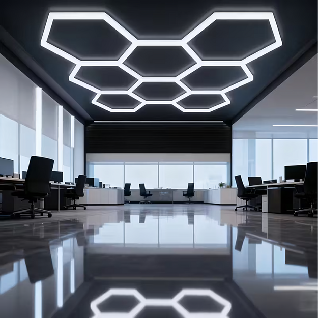 Sešstūra LED paneļa lampa, darbnīcas, garāžas, mājas apgaismojums, 257x244cm, 280W, 6500K