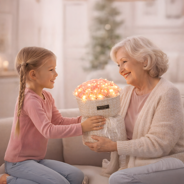 Ziepju rožu rozā LED komplekts Valentīndienai, sieviešu dienas dāvanai dzimšanas dienā