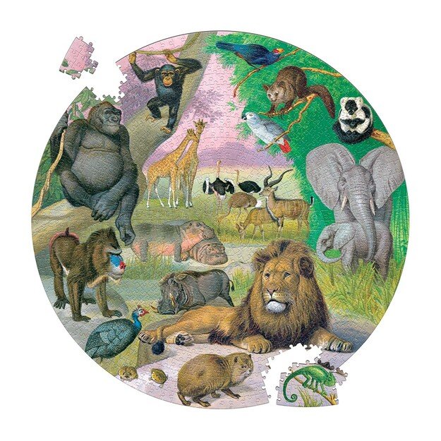 eeBoo - Round Puzzle - Wildlife of Africa, 1000 Pc (EPZCWLA)
