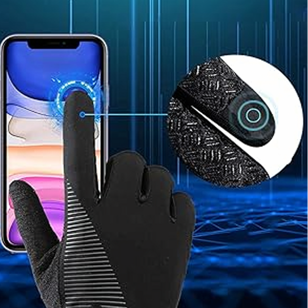 Ziemas skārienekrāna sporta riteņbraukšanas cimdi ar pilnu pirkstu skaitu skriešanai L