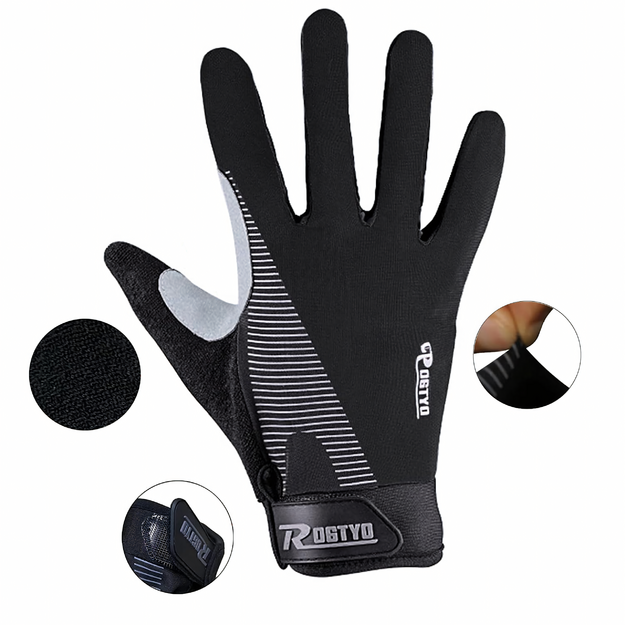 Ziemas skārienekrāna sporta riteņbraukšanas cimdi ar pilnu pirkstu skaitu skriešanai L