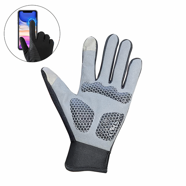 Ziemas skārienekrāna sporta riteņbraukšanas cimdi ar pilnu pirkstu skaitu skriešanai L