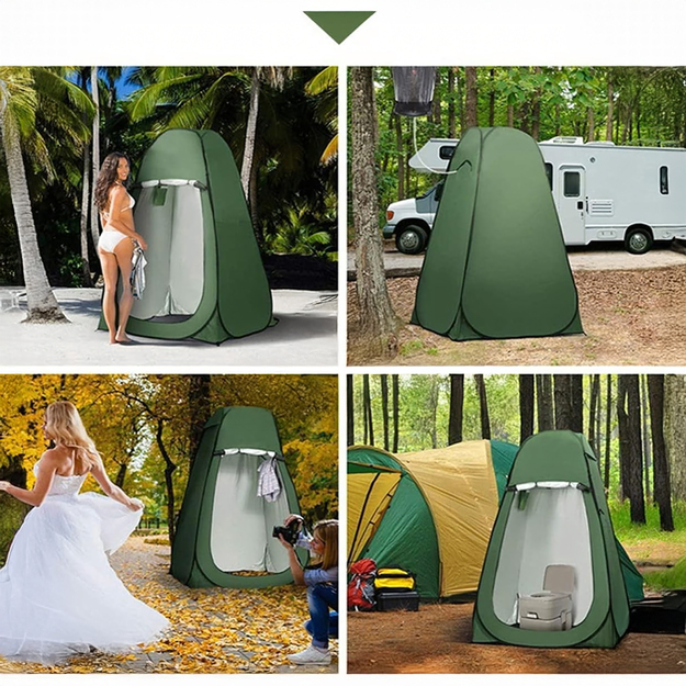 Saliekamā pludmales telts, ģērbtuve, duša, tualete, tūristu tualete