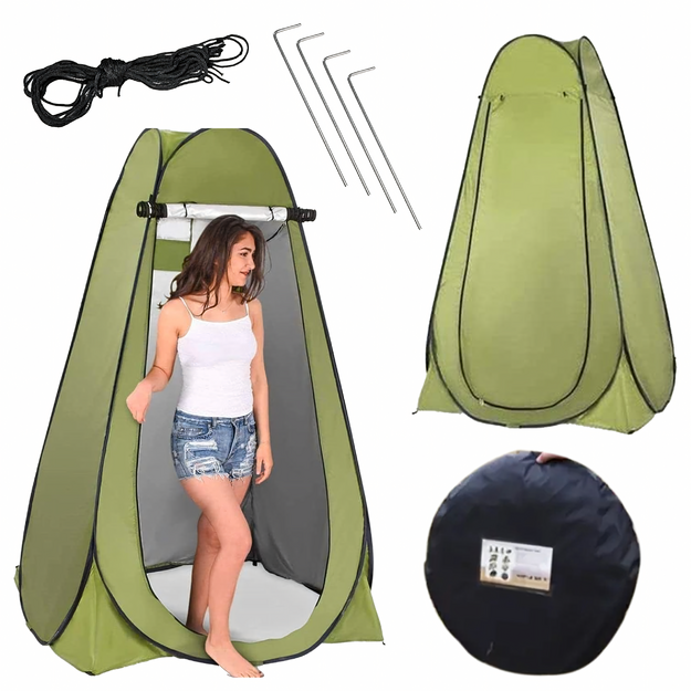 Saliekamā pludmales telts, ģērbtuve, duša, tualete, tūristu tualete