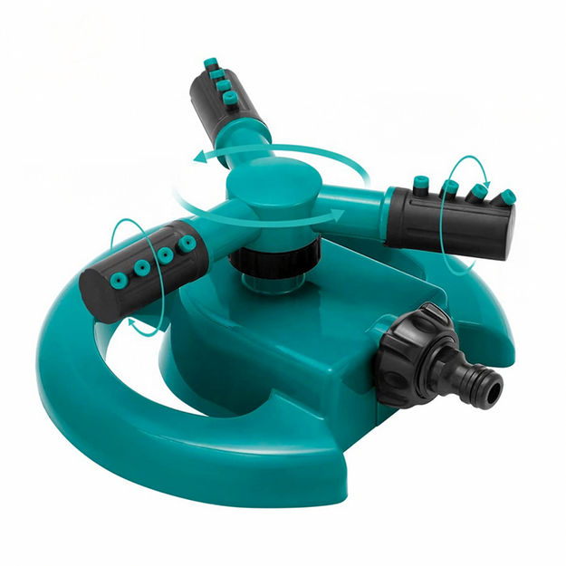 360° rotējošs dārza smidzinātājs ar trim svirām dārza zāliena apūdeņošanai