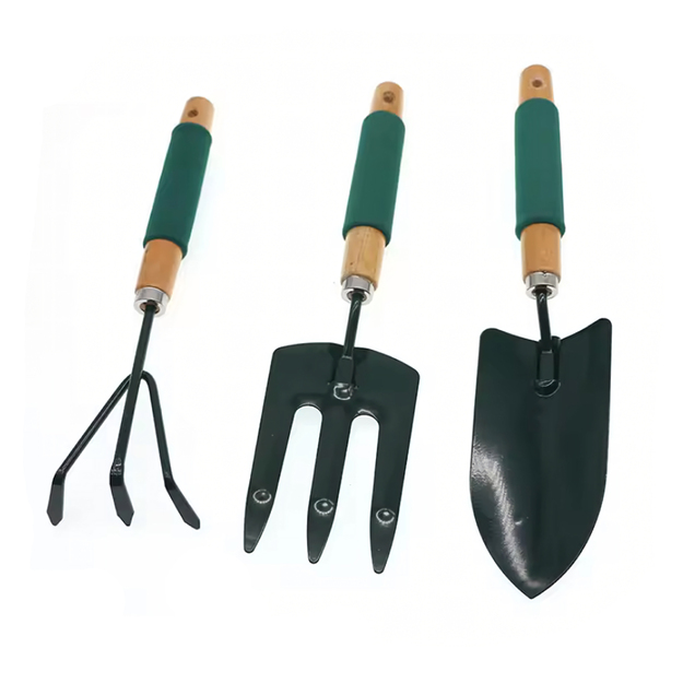 Aiatööriistade komplekt, käsitööriistad, labidas, reha, hark, 3 tk