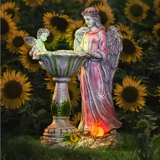 Figūriņas svečtura dekorācija eņģeļa statuja saules enerģijas LED RGB dārzam