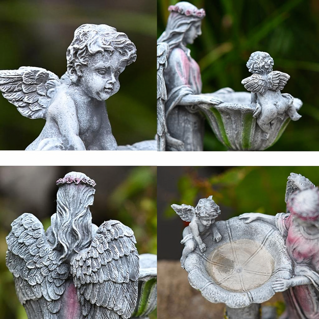 Figūriņas svečtura dekorācija eņģeļa statuja saules enerģijas LED RGB dārzam