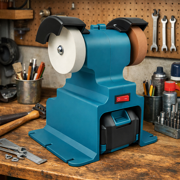 Akumulatora dubultais asināšanas slīpmašīna 2x akmeņiem 2x baterijām