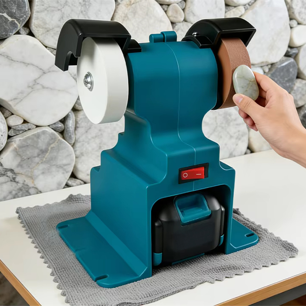 Akumulatora dubultais asināšanas slīpmašīna 2x akmeņiem 2x baterijām