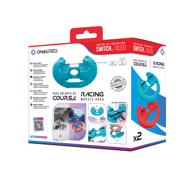 Oniverse Nsw Pack Of 2 Racing Wheel Controller Holders - Blue/Red