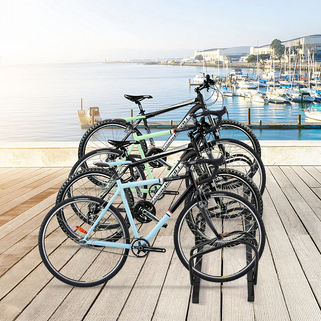 Dviračių stovas 4 dviračiams, dviračių laikiklis, juodo plieno, didelis, tvirtas, 100x32,5x26