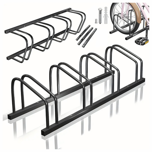Dviračių stovas 4 dviračiams, dviračių laikiklis, juodo plieno, didelis, tvirtas, 100x32,5x26