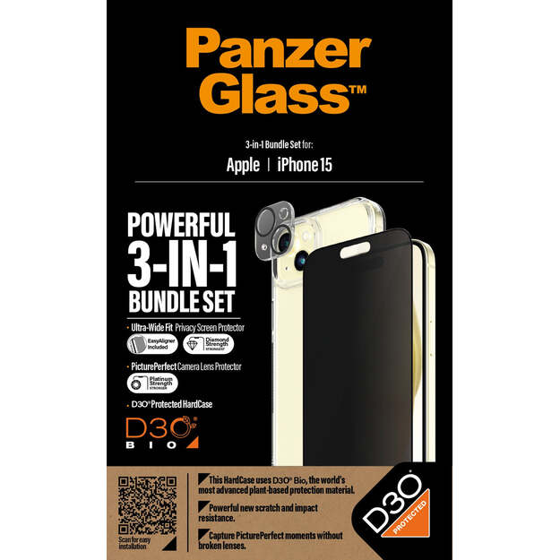 PanzerGlass - Apple Iphone 15 Ultra-Wide Fit 3-in-1 bundle set