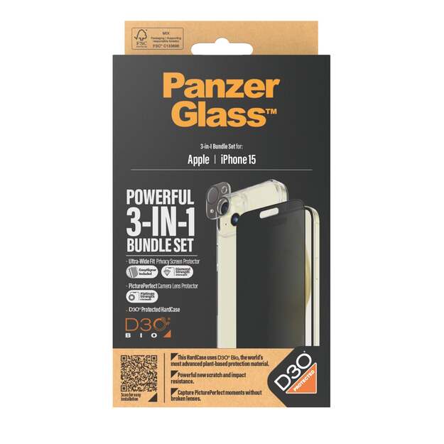 PanzerGlass - Apple Iphone 15 Ultra-Wide Fit 3-in-1 bundle set