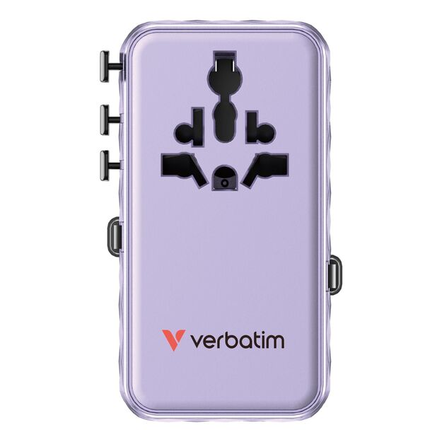Verbatim - Charge 'n' Travel 70W 2C retractable Universal Travel Adapter Purple