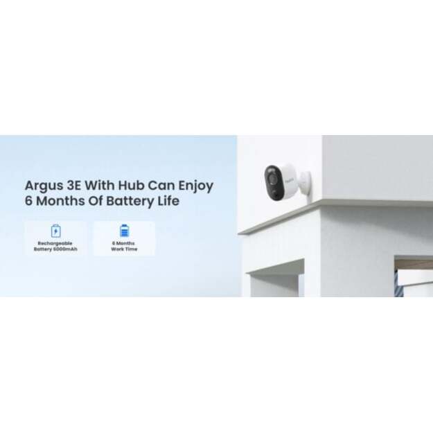 Reolink – Home Hub with 2×Argus 3E Indoor/Outdoor Battery Cameras – White