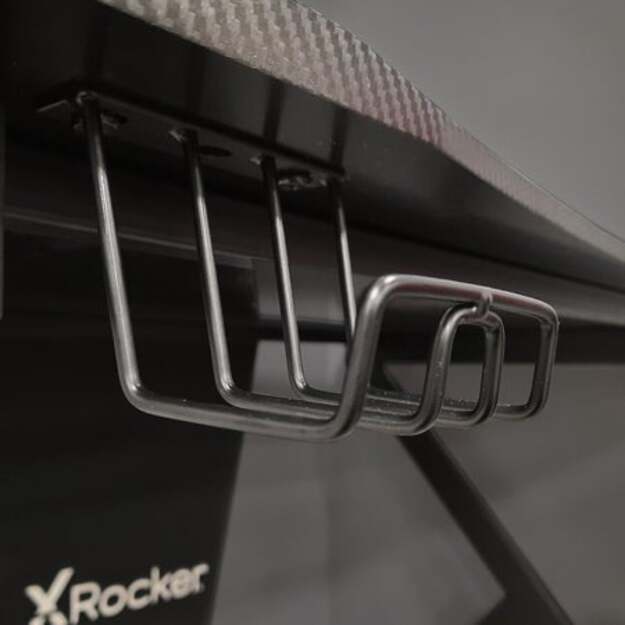 X-Rocker - Ocelot Carbon Gaming Desk - Blue & Red Stickers