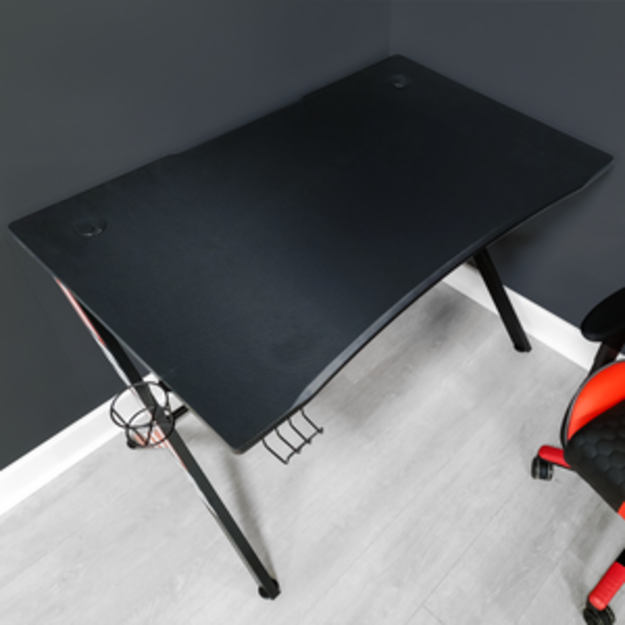 X-Rocker - Ocelot Carbon Gaming Desk - Blue & Red Stickers