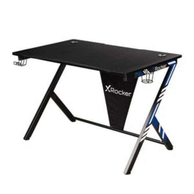X-Rocker - Ocelot Carbon Gaming Desk - Blue & Red Stickers