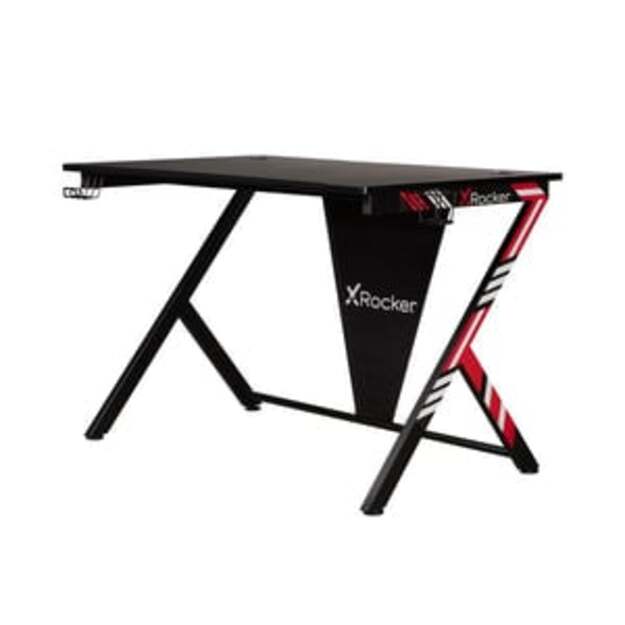X-Rocker - Ocelot Carbon Gaming Desk - Blue & Red Stickers