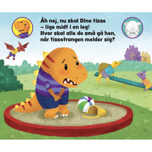 Bog med håndtag: Lille Dino skal på toilettet!