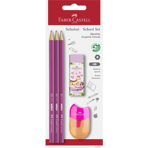 Faber-Castell - Graphite pencil - School set - Pink