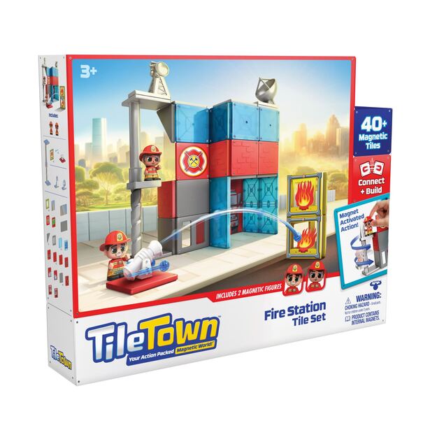 Tile Town - Fire Station, Magnetic Building Set