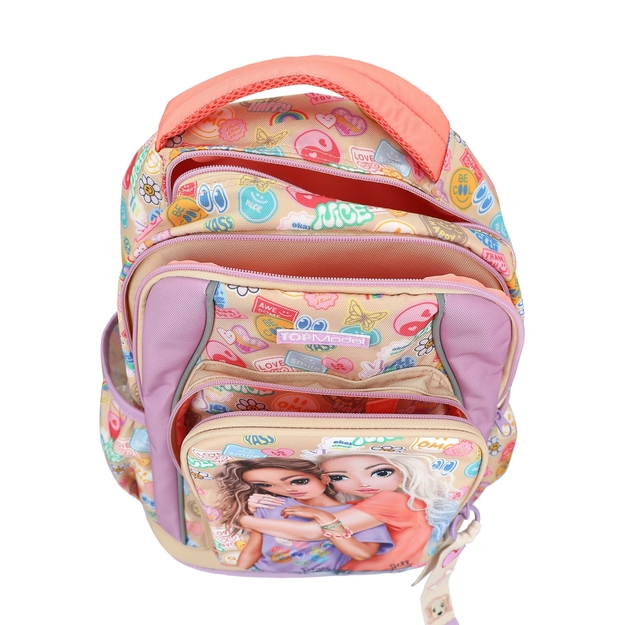 TOPModel - School Backpack GIRL POWER - Beige, Lilac, and Coral (413285)