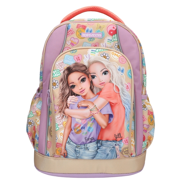 TOPModel - School Backpack GIRL POWER - Beige, Lilac, and Coral (413285)
