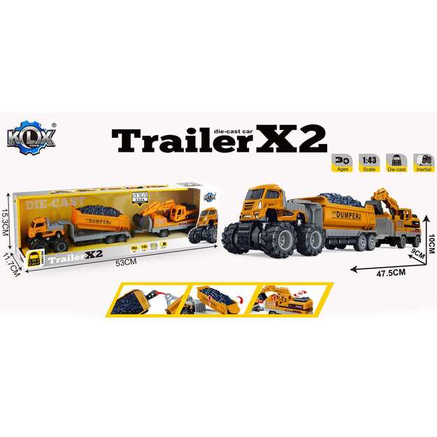 KLX - Die-cast dumper w/hangers, excavator & friction (534676)