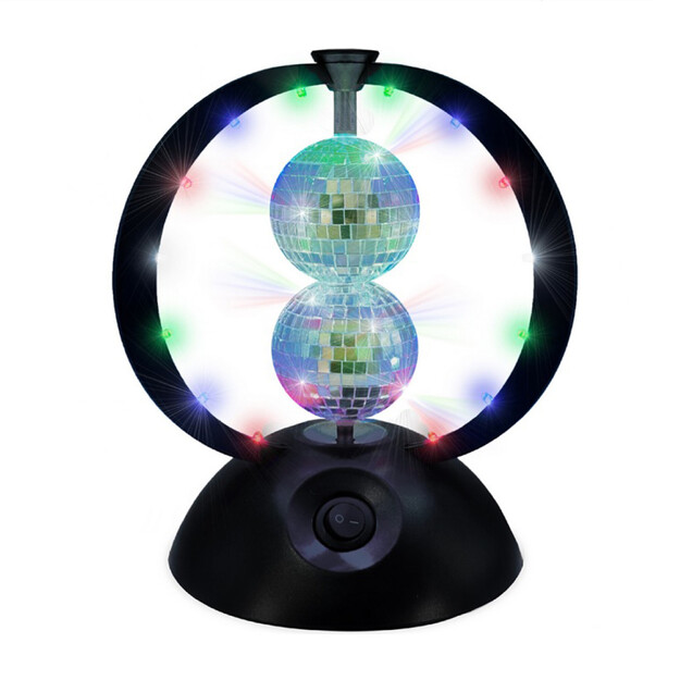 Music - Rotating Double Mirror Balls with Multi Colour LEDs - Multi-color - 240 mm height, 8 cm diameter balls