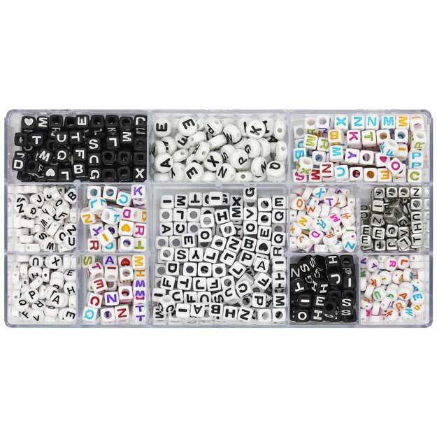 Pearl ´n Fun - Bead mix letters assorted colours & sizes in box  (714205)