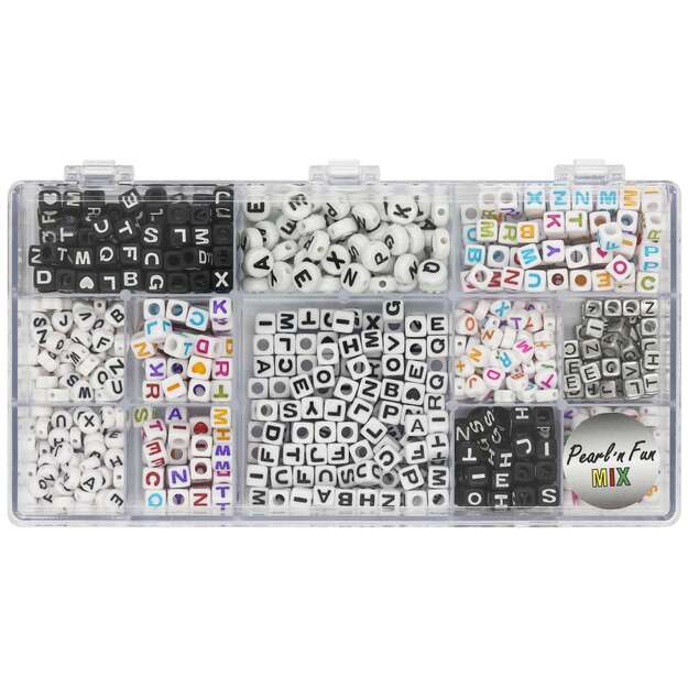 Pearl ´n Fun - Bead mix letters assorted colours & sizes in box  (714205)