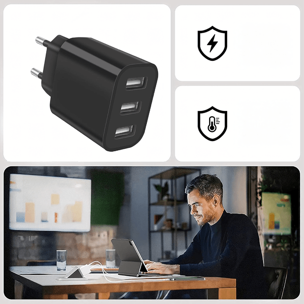 Mocna Kostka Ładowarka Sieciowa 3 x Usb Uniwerslana USB 3 Porty 5V 3.4A  22