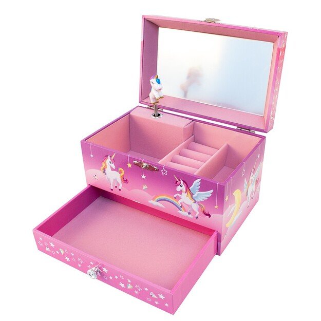Magni - Jewellery box with music, Unicorn, large, pink - (3920)