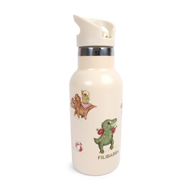 Filibabba - Stainless steel water bottle - Dino Beach - Beige - 6-60 m (FI-03589) 2