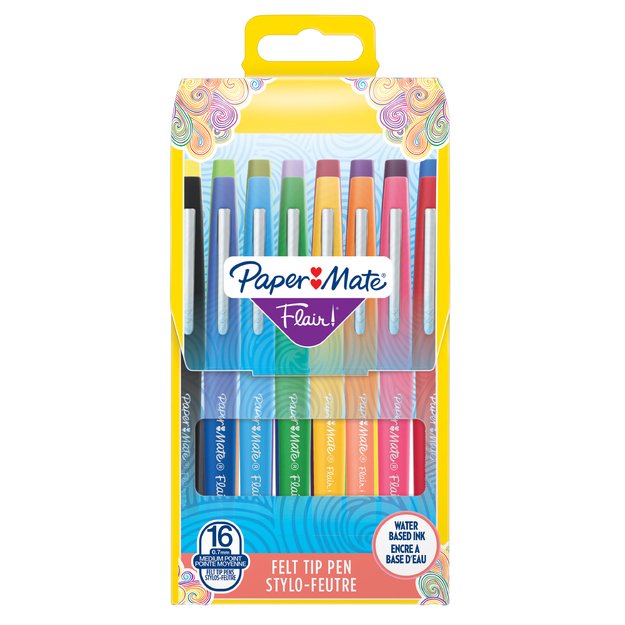 Paper Mate - Flair Felt Tip Pens - Assorted Colours - Medium Tip (0.7 mm) - 16 Count 9