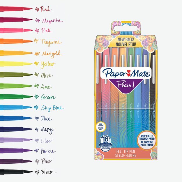 Paper Mate - Flair Felt Tip Pens - Assorted Colours - Medium Tip (0.7 mm) - 16 Count 4