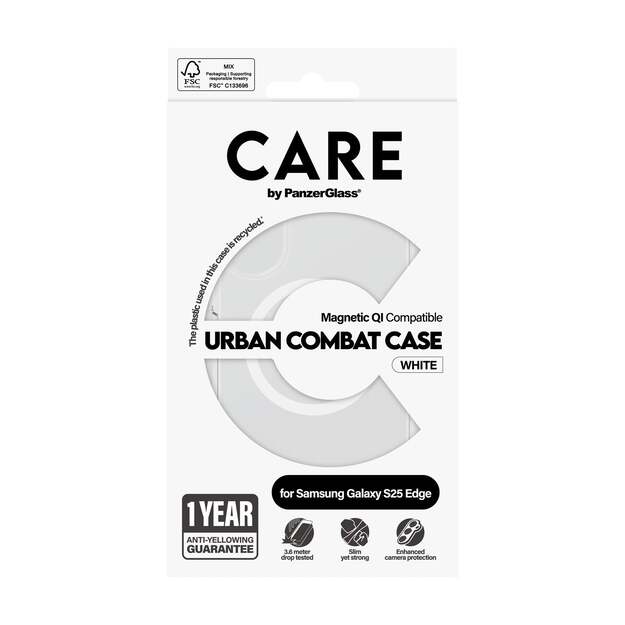 CARE by PanzerGlass - Flagship Case Transparent Urban Combat w. White Qi Compatible Samsung S25 Edge 2